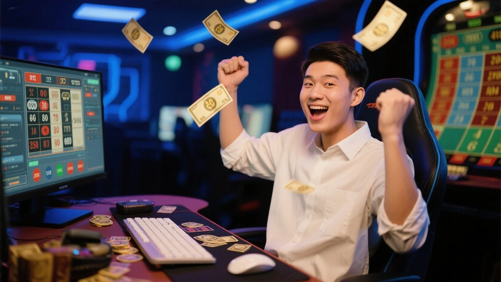 guy winning casino game