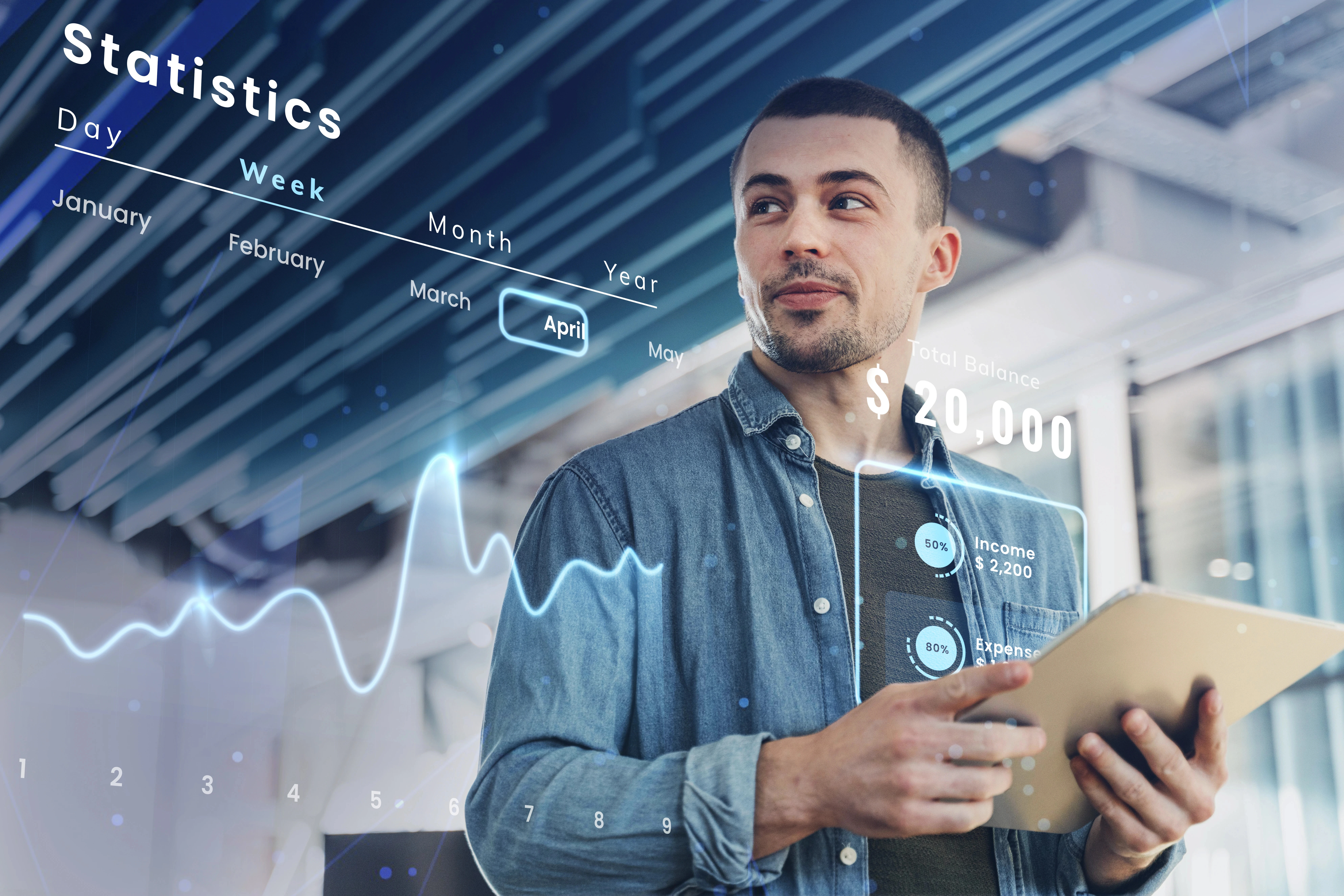 Mans using table see analytics